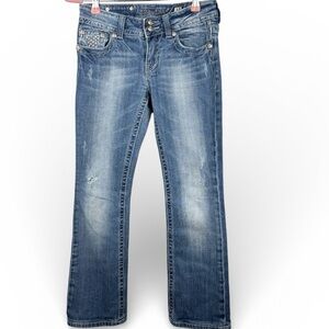 Miss Me Women’s Size 27 Denim Boot Cut Jeans With Lace and Sparkles